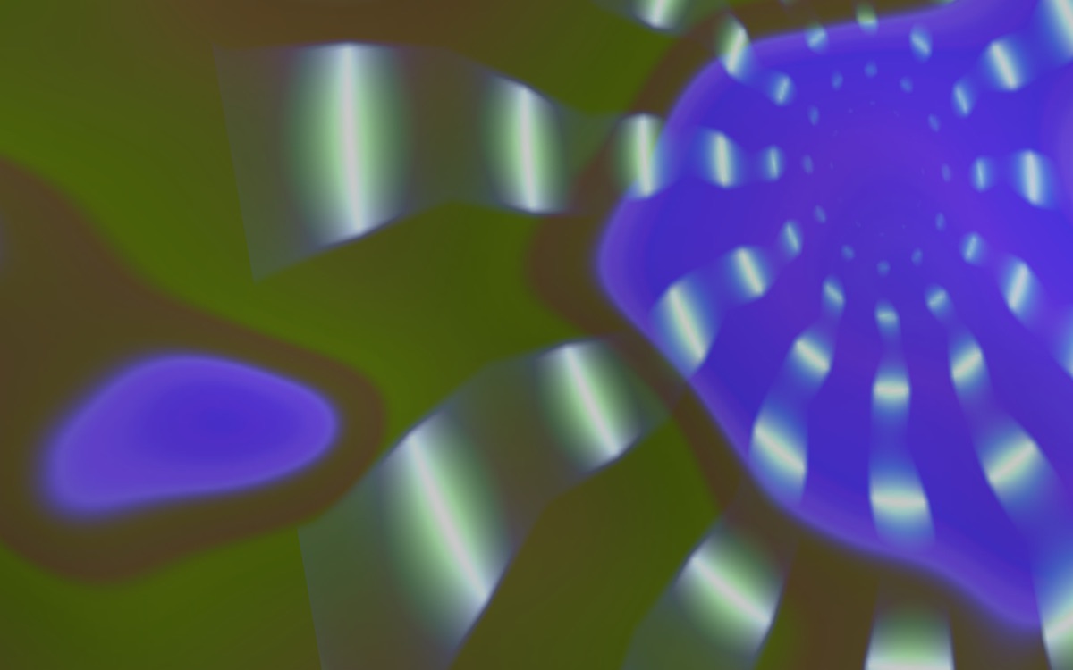 A JellyDazzle frame: concentric bokeh field with a ghosted emblem
