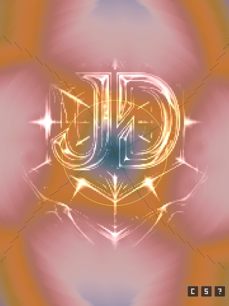 JellyDazzle on iPad: a soft kaleidoscope pattern in pink and orange around the glowing JD logo